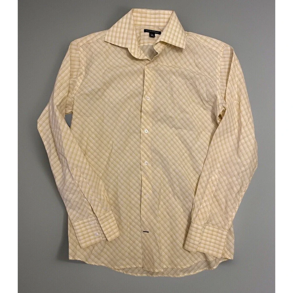 Banana Republic Long Sleeve Button Up Shirt Yellow Black Diamond Medium JBHS